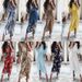 2026 New Spring Women's Clothing, Cross-Border European American Dress, Elegant And Sexy Printed V-Neck Tie-Waist_ecoleips.com