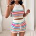 XT8165 Women's New Fashion Sweater Printed Backless Halter Top Bodycon Tight Dress Set_ecoleips.com