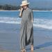High Quality Linen Long Dress Women New 2026 Spring Vintage Floral Embroidery Solid Colir Ladies Elegant A-line Dresses M2386_ecoleips.com