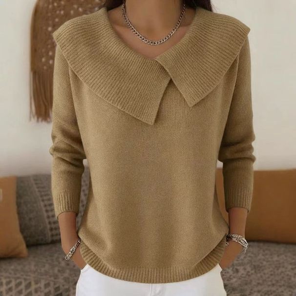 Women's Clothing Retro Playful Women's Slimming Collared Sweater Fashionable Elegant Versatile Knitwear Relaxed Stylish Style For Women_ecoleips.com