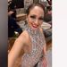 Sleeveless Halter Gold Sprinkled Hip Wrapped Long Formal Dress With Small Train For Evening Ball Party Prom_ecoleips.com