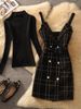Chic Little Fragrance Style Strapless Dress Women's High Waist A-Line Short Skirt Slimming Spring Autumn New Retro Dress_ecoleips.com