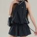 Black Striped Halter Neck Fashion Versatile Dress Women Sleeveless Shirt Flower Bud Casual Shorts Two-Piece Set_ecoleips.com