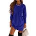 Autumn And Winter Solid Color Long Sleeve Irregular Round Neck Long T Dress Women's Clothing_ecoleips.com