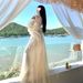 Greek Goddess Style Elegant Off-shoulder Puff Sleeve Slimming Long Dress With A Train For Dates, Vacations, And Photo_ecoleips.com