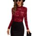 Spring 2026 Fashionable Versatile Lace Long Sleeve T-Shirt With Hollow Design For A Slimming Look_ecoleips.com