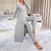 Spring Style Women's round Neck Split Long Sleeve Two Piece Set Regular Fit for Spring/Autumn Summer_ecoleips.com