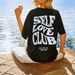 Women's Casual Black T-Shirt round Neck Short Sleeve Breathable Cotton Polyester Top Loose Fit Print Design for Spring/Autumn_ecoleips.com
