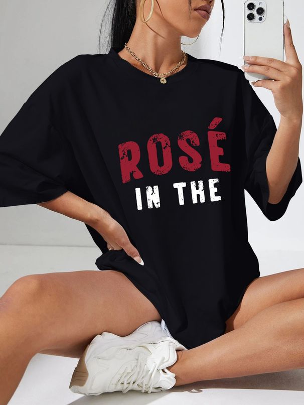 Women's Relaxed Fit Cotton-Soft Graphic Tee Breathable Everyday T-Shirt Street Style Comfort Black_ecoleips.com