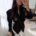 Elegant V-Neck Belted Blazer For Women - Slim Fit Tailored Long Sleeve Office Jacket With Waist Tie (White/Black/Burgundy/Brown, S/M/L/XL)_ecoleips.com