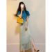 Fashionable Youthful Slim Fit Elegant Slimming Suit Early Spring Little Blue Top And Skirt Two-Piece Set_ecoleips.com
