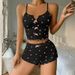 New Women's Pajamas Set Heart Printed Home Clothes Front Slit Suspender Design_ecoleips.com