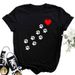 European And American Cross-border Foreign Trade Clothing Animal Paw Print Round Neck Printed Women's Short-sleeve_ecoleips.com