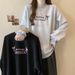 Real Shot Of Foreign Trade Cotton-blend Bow Embroidered Hoodless Sweatshirt Women, Thin, Loose, Long-sleeved Pullover_ecoleips.com