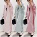 Effortless Elegance Stripe Cardigan Dress – Oversized Cotton Blend Wrap Dress With Asymmetrical Hem & Long Sleeves (Gray/Black/Sky Blue/Red/Pink)_ecoleips.com