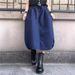 Spring Summer Women's plus Size Slimming Midi Skirt Black Floral Design Slit A-Line Multi Style_ecoleips.com