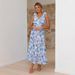 2026 Cross-Border Summer Bestseller Chiffon Floral Dress With Backless Design, Cross-Tie Straps, Pleated Large Hem Gown_ecoleips.com
