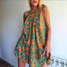 Women's Clothing Sleeveless Printed Lace Up Dress_ecoleips.com