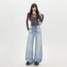 2025 Autumn New Korean Style Fashionable Ripped Wide-Leg Pants For Women, Versatile Loose Slimming Denim Trousers_ecoleips.com