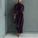 Velvet-Touch High-Neck Tracksuit Set - Cozy Wide-Leg Pants & Zip-Up Top For Women_ecoleips.com