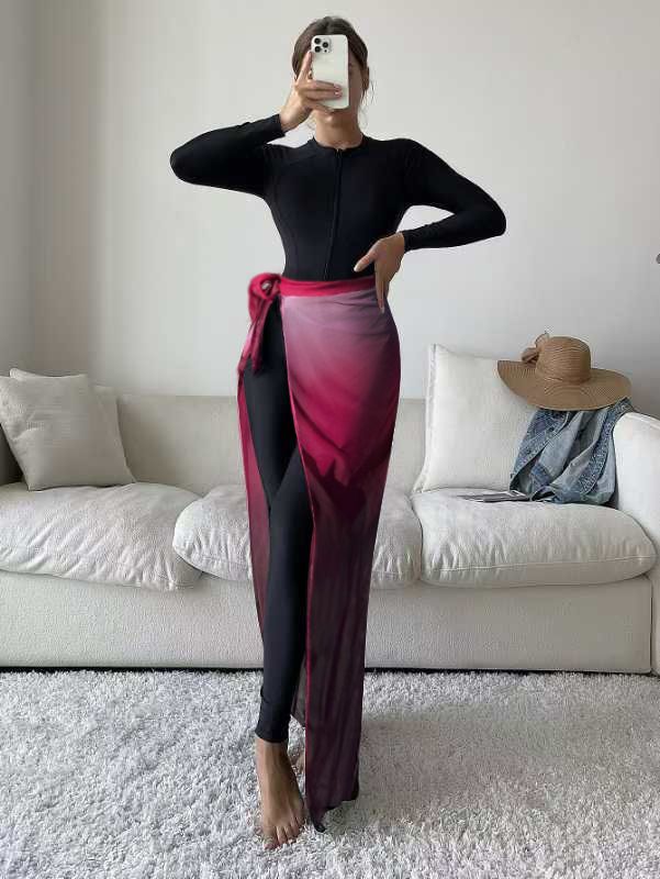 Women's Clothing Swimming Suit With Skirt Set Polyester Fabric Swimwear For Adults_ecoleips.com