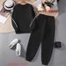 Women's Printed Long-Sleeve Hoodie & Jogger Set – Trendy Casual Loungewear With Floral & Heart Patterns, Soft Polyester Blend (White/Black)_ecoleips.com