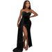 Women's Clothing Sexy Nightclub Party Sequined Big Stitching Chest Wrapped Dress_ecoleips.com