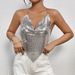 Women's Clothing Sexy Backless Metal Chain Tube Top Sequin Top_ecoleips.com