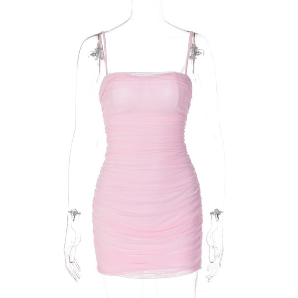Women's Sexy Strapless One-Shoulder Pleated Suspender Bodycon Dress European American Style 2025 New Fashion Tight Dress_ecoleips.com