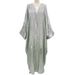 Women's Clothing Long Muslim Outerwear Gold Embossed Elegant Gown Polyester Fabric Batwing Sleeve Dress_ecoleips.com