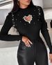 Women's Clothing Inner Wear Autumn And Winter Half High Collar Bottoming Shirt Beaded Sweater Slim Top_ecoleips.com