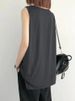Summer Casual Loose Women's Tank Top Svel Base Layer Pure Color Outerwear Versatile Slimming Effect Polyester Fiber_ecoleips.com