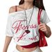 New Short-sleeved Women's Top Casual Monogram Print Crew Neck T-shirt_ecoleips.com