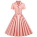 European And American Style Women's Dress Short Sleeve Retro Solid Color Large Flared Puff Skirt Summer New 2025_ecoleips.com