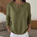 Women's Knitted V Neck Sweater Button Detail Solid Color Autumn Winter Fashion For Christmas_ecoleips.com