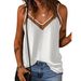 2024 Summer Best-Selling Women's Clothing: Solid Color Thin Strap Mesh V-Neck Patchwork Camisole For Women_ecoleips.com