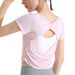 Women's Clothing Summer Cool Quick Drying Breathable Fitness Tops Beautiful Backs Loose Yoga Short Sleeved Sports Blouses_ecoleips.com