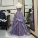 Elegant Purple Halter Top Tulle Evening Gown For Women Fairy-like Vocal Music Exam Dress Forest Style Colorful Women's Clothing_ecoleips.com