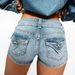 Retro Low-Waisted Denim Shorts For Women Double Buckle Design With Butt Pockets_ecoleips.com