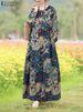 ZANZEA Women O Neck Robes Vintage Holiday Casual Loose Paisley Printed Long Vestidos Long Sleeve Autumn 2024 Cotton Maxi Dress_ecoleips.com