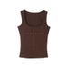 2025 Summer American Retro Dark Brown Rivet Maillard Tank Top, Versatile Short Vest For Outerwear, Trendy Top_ecoleips.com