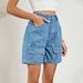 Women's Clothing Summer Washed Elastic Waist Workwear Casual Denim Shorts_ecoleips.com