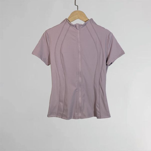 Women's Clothing White Running Clothes Summer Professional Fitness Sports Short Sleeved Loose Large Size Outdoor Morning Running Zipper Cardigan_ecoleips.com