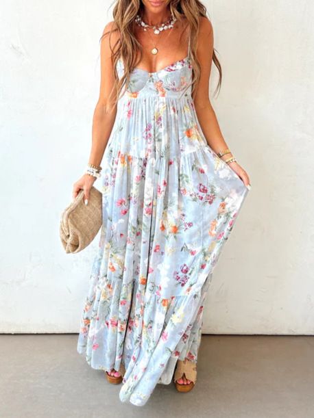 Women's Clothing Summer Women's Sleeveless Backless Elegant Suspender Dress Print For Formal & Casual For Women_ecoleips.com