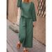 Women's Clothing Autumn And Winter Wide Leg Trousers Suit Solid Color Casual Temperament Two Piece Suit_ecoleips.com