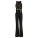 2025 Summer New Heavy Rhinestone Vest + Black Wide-Leg Pants Elegant Commuter High-Waist Flared Trousers_ecoleips.com