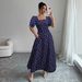 Women's European American Style Short Sleeve Long Dress Waist Cinching Bow Decoration Versatile Print Clothing_ecoleips.com