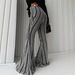 Women's Slim-Fit Striped Flare Pants | Mid-Rise Stretchy Bell Bottoms | Elegant Office To Weekend Palazzo Trousers (Striped, S-L)_ecoleips.com