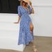 European And American Cross-border Foreign Trade Independent Site Waist-cinching V-neck With Slit, Bohemian Rayon_ecoleips.com