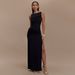 Women's Clothing Round Neck Backless Dress Fashionable Sleeveless Pleated Slit Slim Dress_ecoleips.com